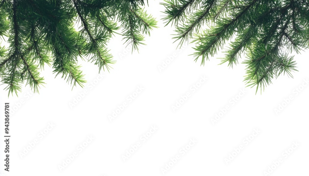 Obraz premium Elegant Pine Branch Silhouette: Minimalist Botanical Art on White. Abstract Nature-Inspired Design for Seasonal Greetings, Eco-Friendly Branding, and Scandinavian-Style Decor. Versatile Graphic Elemen