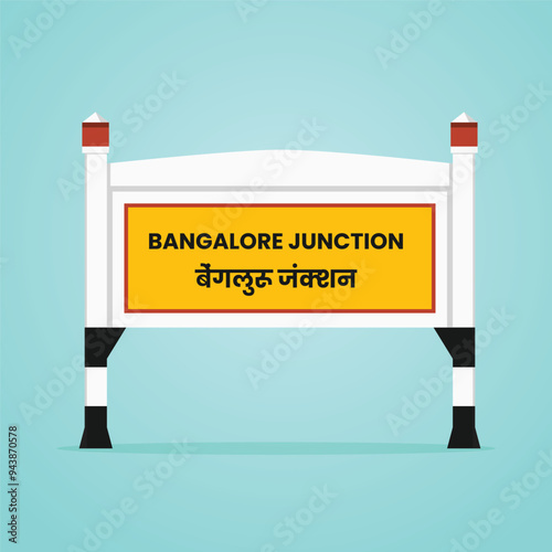  Bangalore junction railways name sign board vector illustration