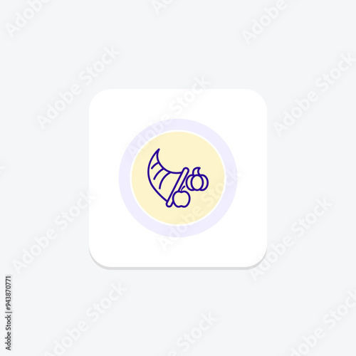 Cornucopia icon, harvest, thanksgiving, abundance, horn line icon, editable vector icon, pixel perfect, illustrator ai file