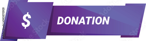 Purple glossy donation button for attracting financial support on websites and apps