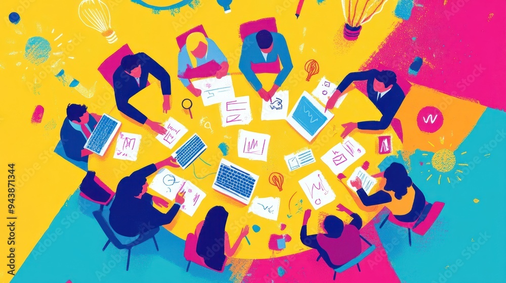 Fototapeta premium A Group of People Brainstorming Around a Table