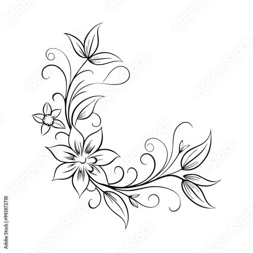 Colorful floral Corner Design Vector illustration in flat style , isolated in whote background