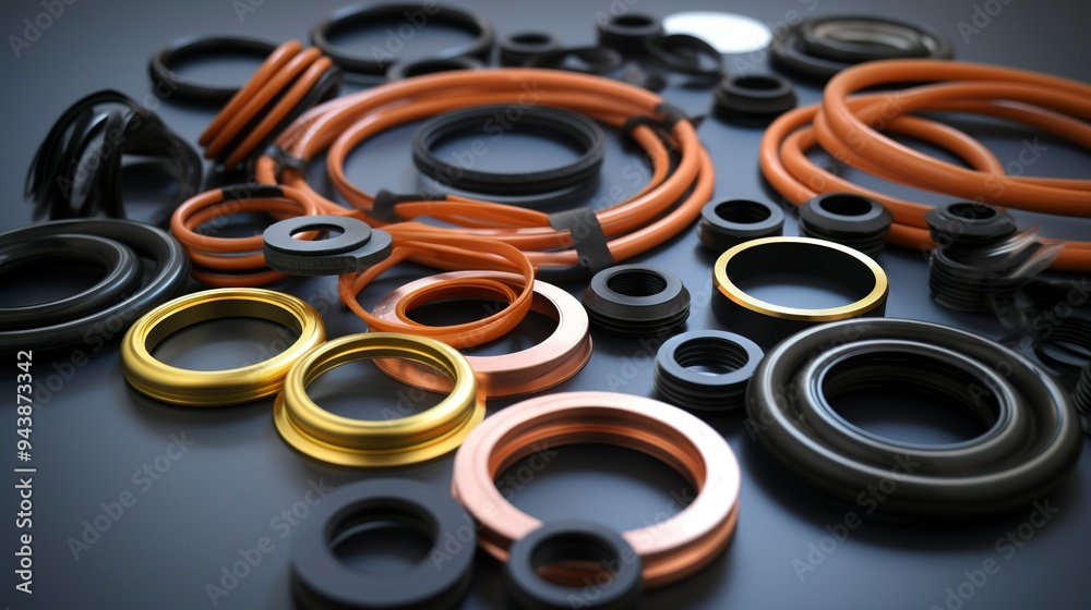A photo of a collection of plumbing gaskets A photo of a collection of plumbing gaskets
