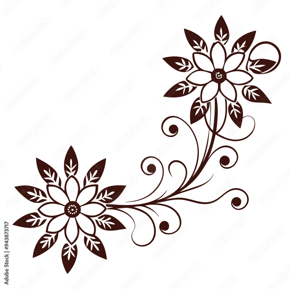 Fototapeta premium Colorful floral Corner Design Vector illustration in flat style , isolated in whote background