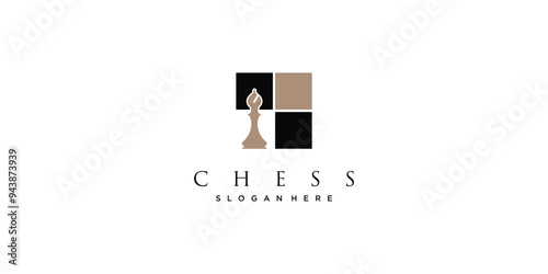 Creative chess logo design with unique concept  premium vector