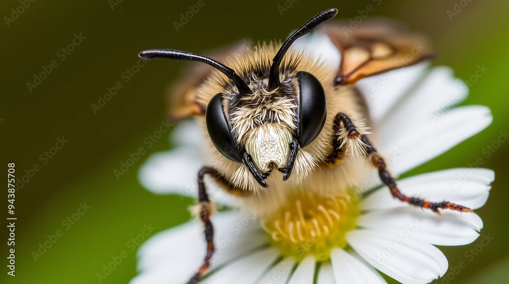 close-up of a bee with detailed features such as its eyes, wings, and body hair close-up of a bee with detailed features such as its eyes, wings, and body hair