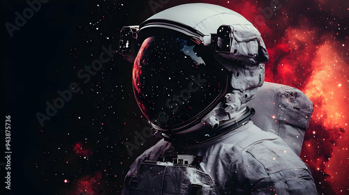 Close-up of an astronaut in...
