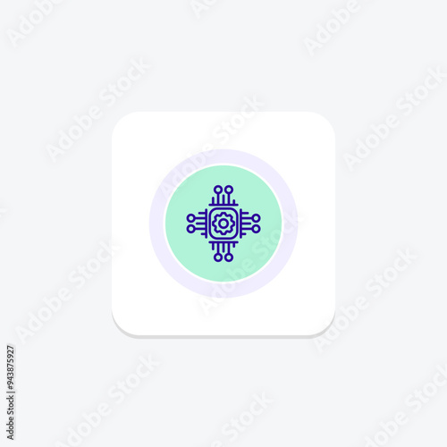 Chipset, computer chip purple line icon on a colorful circle, stylish icon, ai illustrator file