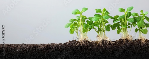 Detailed cross-section of a hydroponic system showing root development in nutrient solution, hydroponic anatomy, plant biology photo