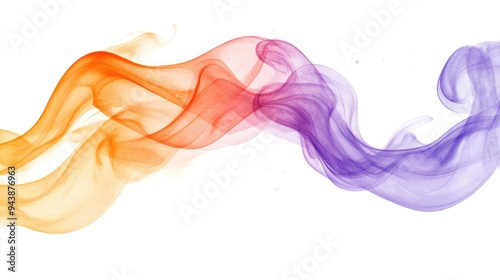 Watercolor illustration of swirling orange and purple smoke on a white backdrop creating a visually pleasing smoke design