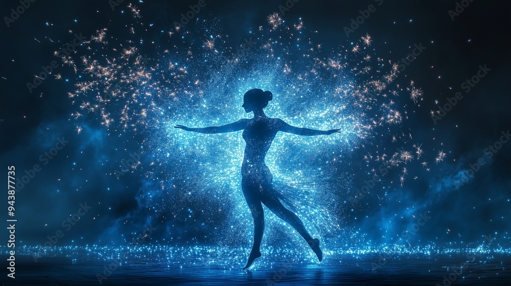 Dancer in a Fireworks Burst