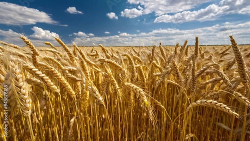 Golden Wheat Field Under Clear Blue Sky