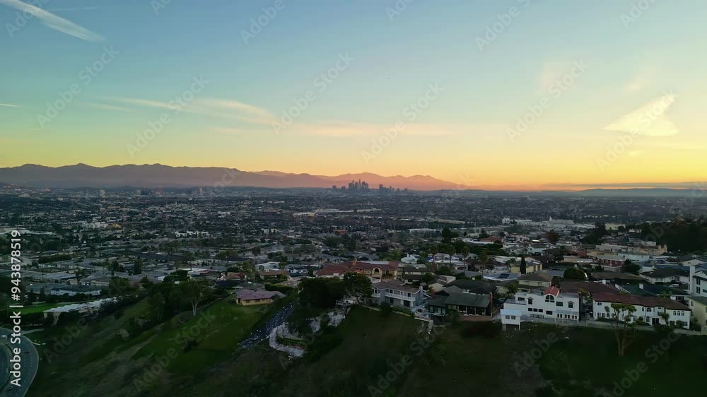Panoramic view of the sunset over Los Angeles, California Panoramic view of the sunset over Los Angeles, California