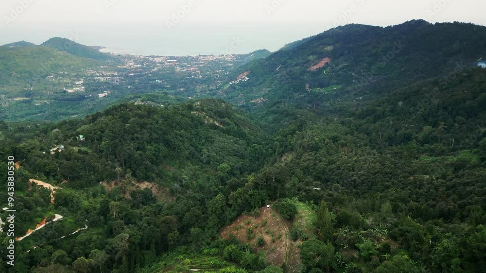 Koh Samui Thailand Island aerial drone view from hill jungle countryside Koh Samui Thailand Island aerial drone view from hill jungle countryside