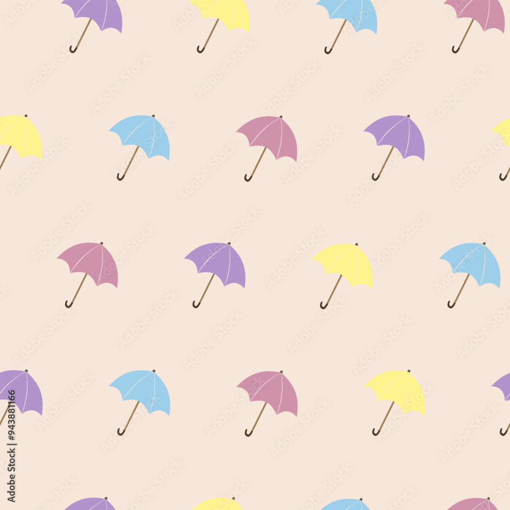 Fototapeta premium Light Seamless Pattern with Umbrellas for Background
