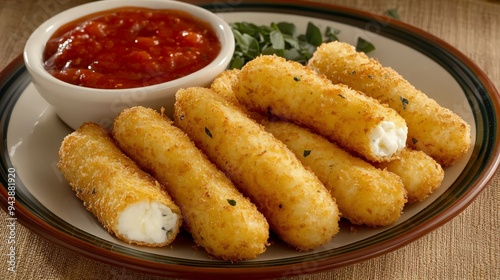 Golden Fried Cheese Sticks with Marinara Sauce