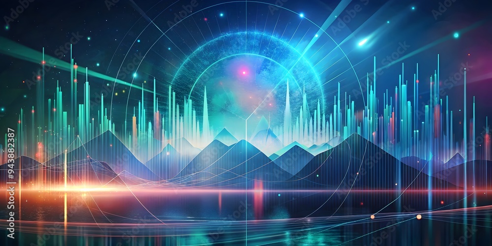 futuristic digital art with bright lines and dots on blue futuristic digital art with bright lines and dots on blue