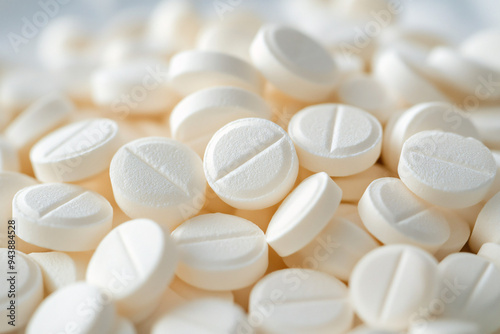 A pile of white pills with a cross on them