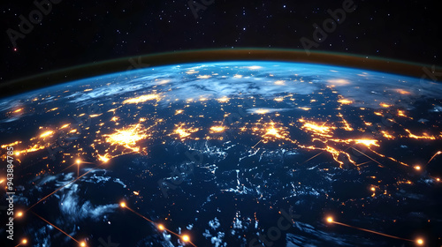Earth at night with city li...