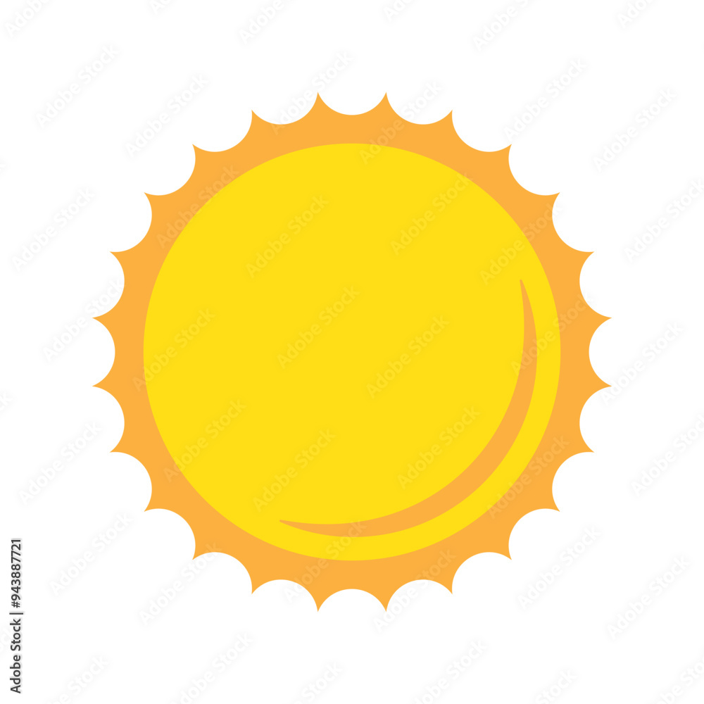 Sun icon in flat style, yellow sun vector illustration. Sun icon in flat style, yellow sun vector illustration.
