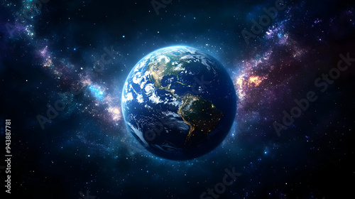 Earth from space with brigh...