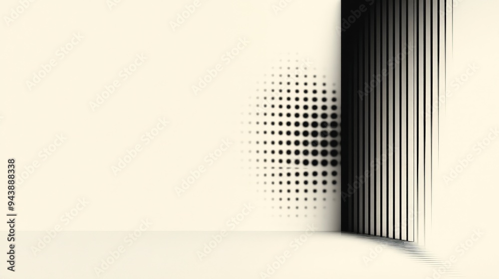 Naklejka premium Abstract design featuring a corner with dotted patterns and vertical lines.
