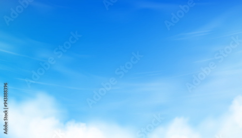 Sky Blue,Cloud Background,Summer clear sky over beach,Vector cartoon horizon beautiful dramatic bright sunlight.Banner panoramic illustration nature landscape white cloudy before sunset in winter