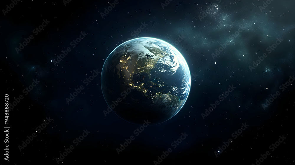 Earth from space with stars and nebulae. Earth from space with stars and nebulae.