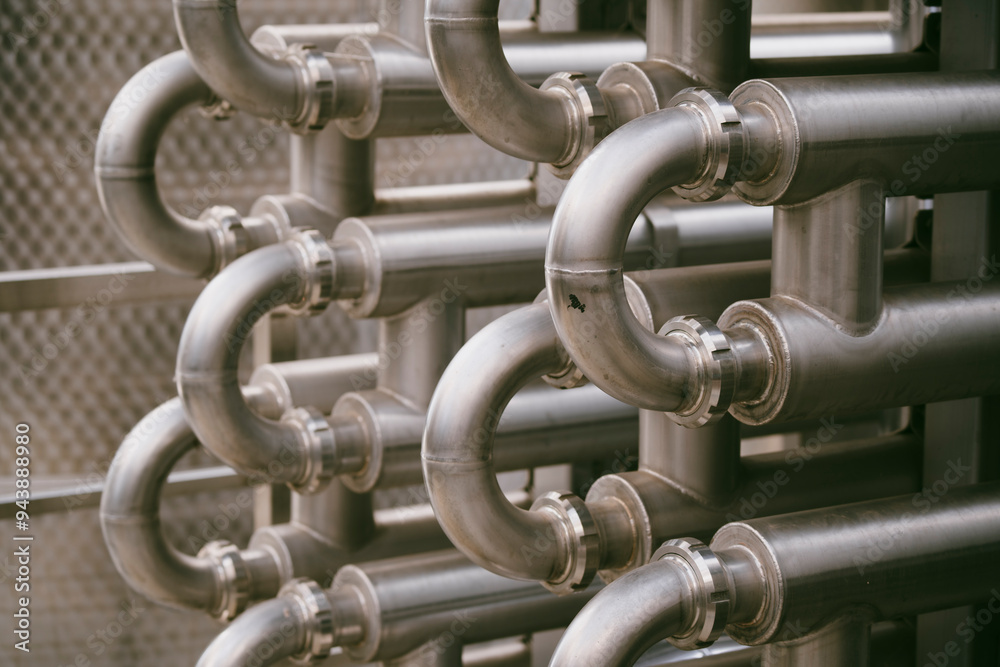 Stainless steel pipes in a factory Stainless steel pipes in a factory