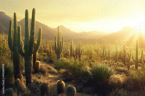 Cacti and other desert plants are well adapted to their environment.