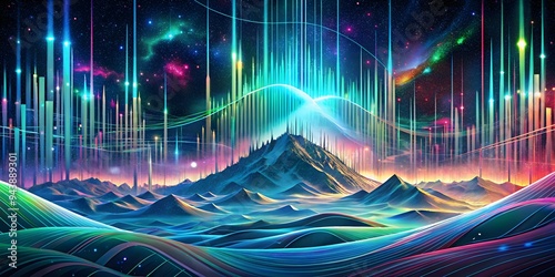 futuristic abstract background with lines and dots on blue