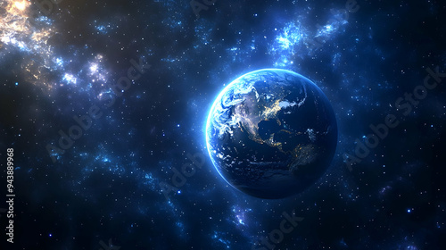 Earth in space with a starr...