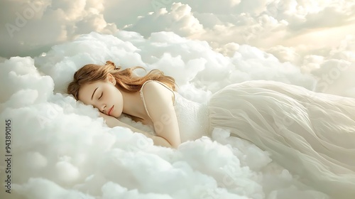 woman sleeping on a cloud