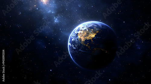 Earth in Space with Stars a...