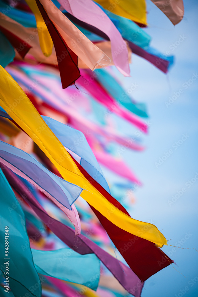 Colorful ribbons blown by the wind