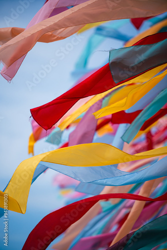 Obraz na płótnie Colorful ribbons blown by the wind w salonie