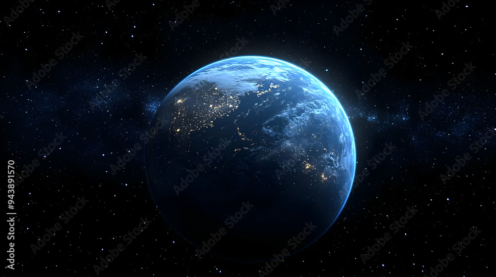 Earth seen from space with stars in the background. Earth seen from space with stars in the background.