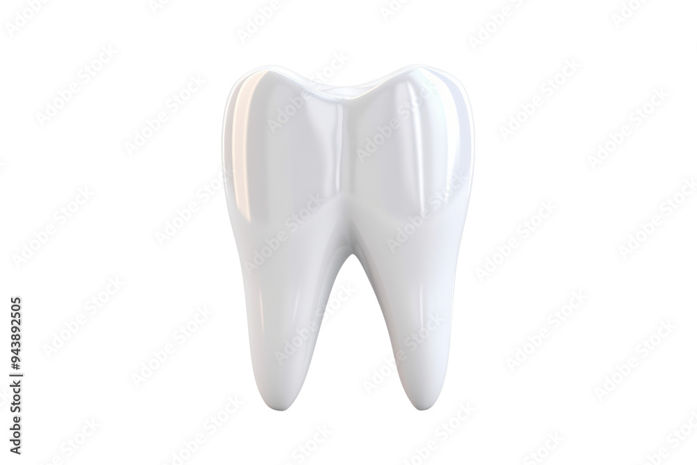 Shiny 3D white teeth isolated on white background.