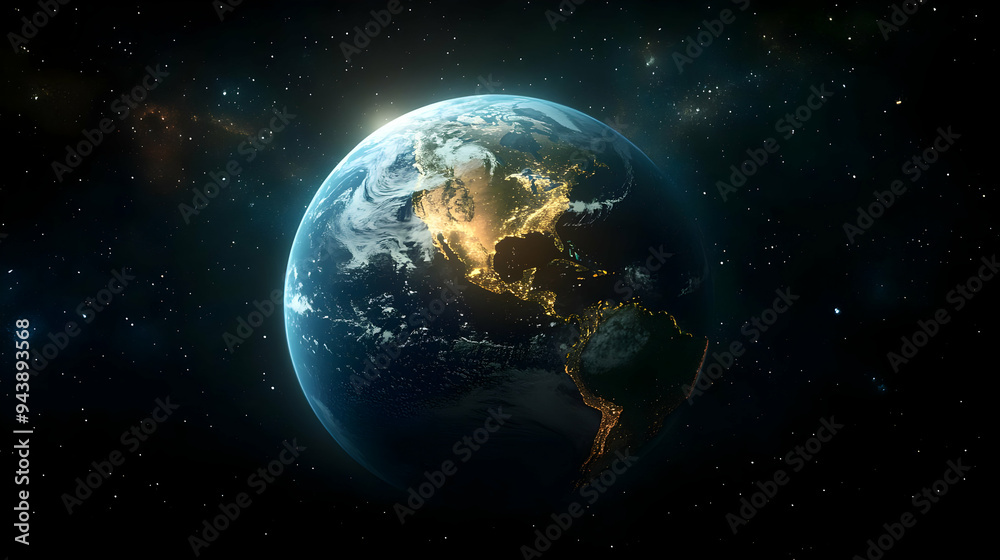 Fototapeta premium Earth with city lights at night from space.