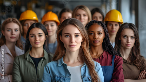 un grupo de mujeres exitosas y trabajadoras en distintas profesiones compañeras de trabajo 