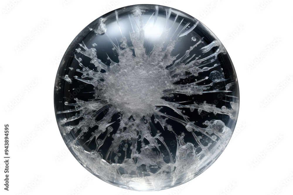 ice ball, revealing its intricate crystalline structure