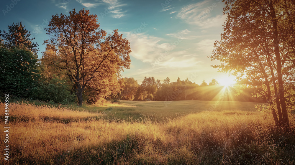 Fototapeta premium Autumn Splendor - Sunlight Streaming Through Colorful Fall Leaves