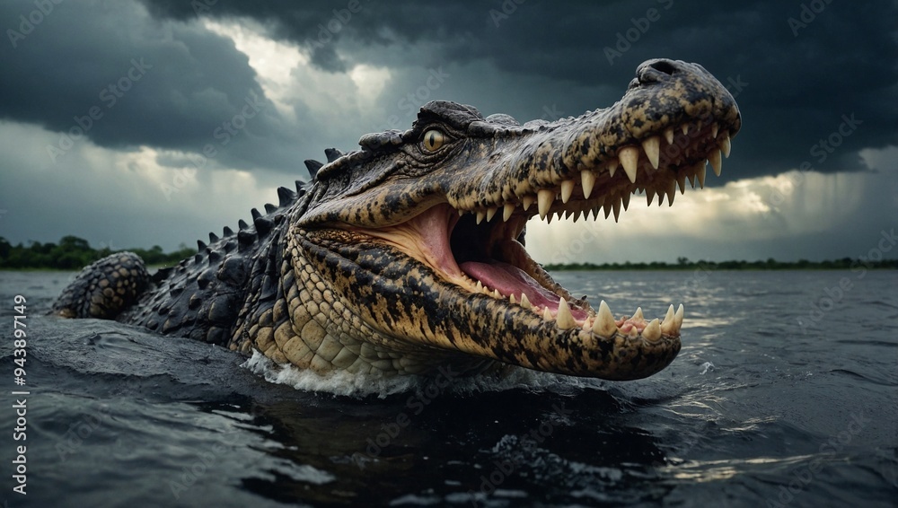 Obraz premium fierce crocodile in midroar 