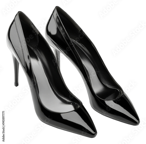 PNG Elegant black high heels on a white background photo