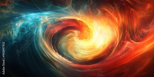 Abstract Swirling Colors of Red, Yellow, Blue, and Orange