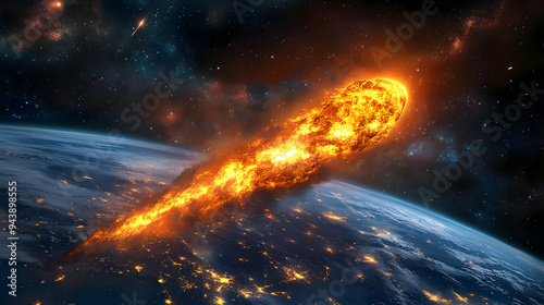 Fiery meteor crashing into ...