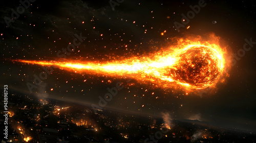 Fiery meteor streaks across...
