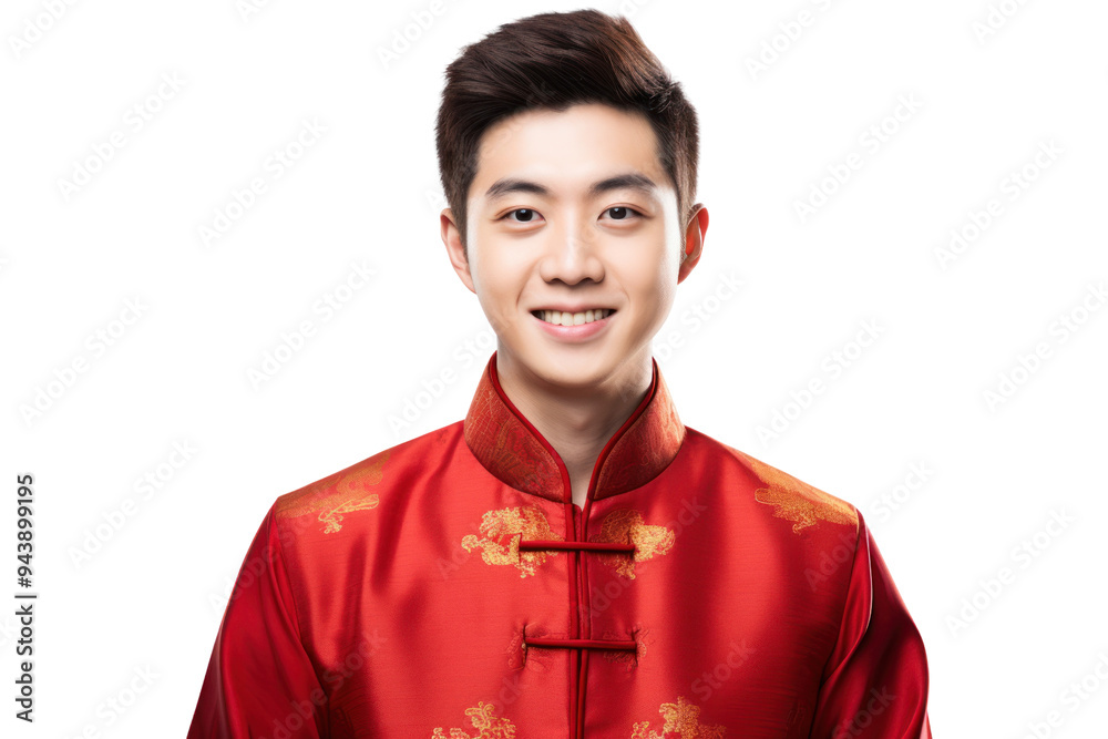 Cheerful and handsome Chinese man wearing traditional Chinese clothing, isolated on white background. Cheerful and handsome Chinese man wearing traditional Chinese clothing, isolated on white background.