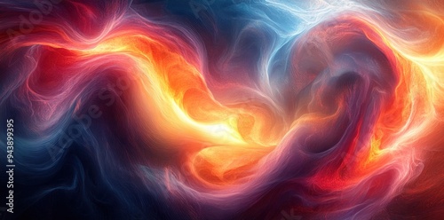 Abstract Swirling Pattern of Orange, Red, and Blue Colors