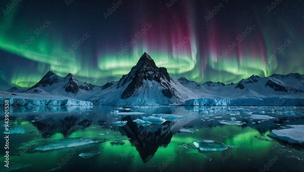 Naklejka premium Breathtaking scene of towering ice mountains